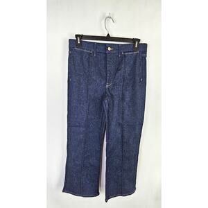 New Express Cropped Wide Leg High Rise Dark Denim Jeans Size 12 Dressy Career